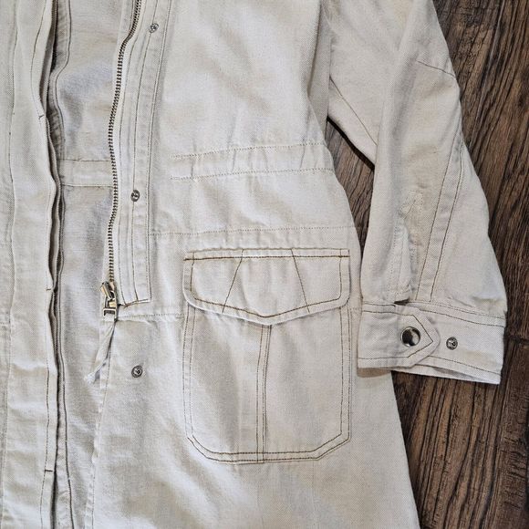 Wrap London Jacket US Size 10 Womens Cream Denim Barn Chore Coat - Picture 6 of 6